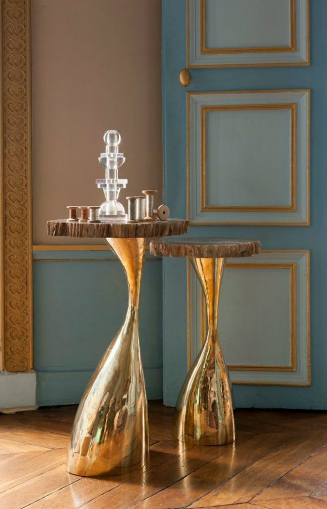 Modern Side Tables- Gold table with round Top